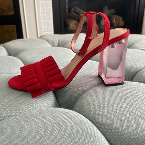 Urban Outfitters Rachel Lucite Red Block Heels - Picture 9 of 16